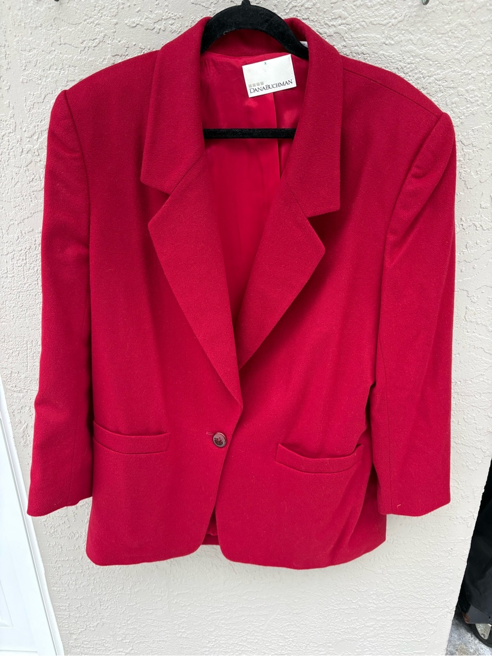 Vintage 90s Dana Buchman 100% Cashmere Red Car Coat Made in USA Size 14